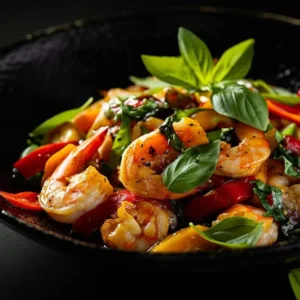 Crevettes au basilic